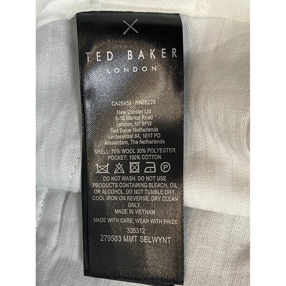 Ted Baker London Mens 34R Slim Fit Grey Wool Blend Selwynt Dress Pants Trousers - Picture 5 of 11